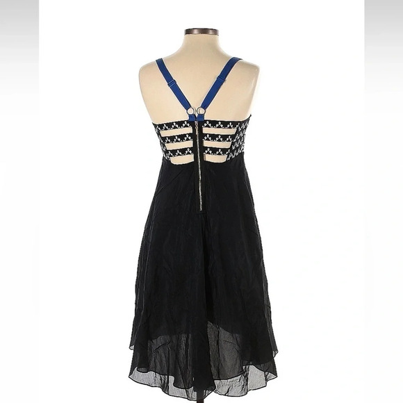 Anthropologie Leifnotes Black Silk Embroidered Whimsigoth Punk Dress Size 4 - Picture 3 of 9